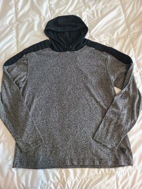 burnside Gray Heather Crewneck Hooded Sweater with Black Accents